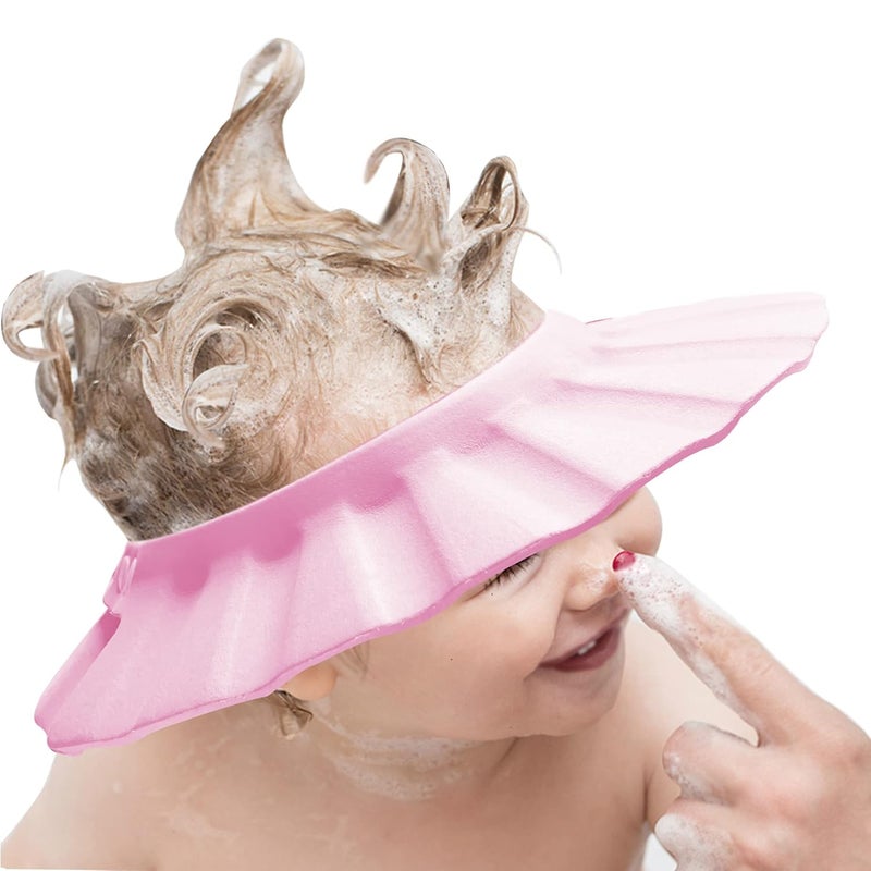 KOMIDK Baby Shower Cap Soft Adjustable Baby Bath Head Cap Visor for Washing Hair Shower Bathing Protection Bath Cap for Toddler, Baby, Kids, Children (Pink) - Image 1